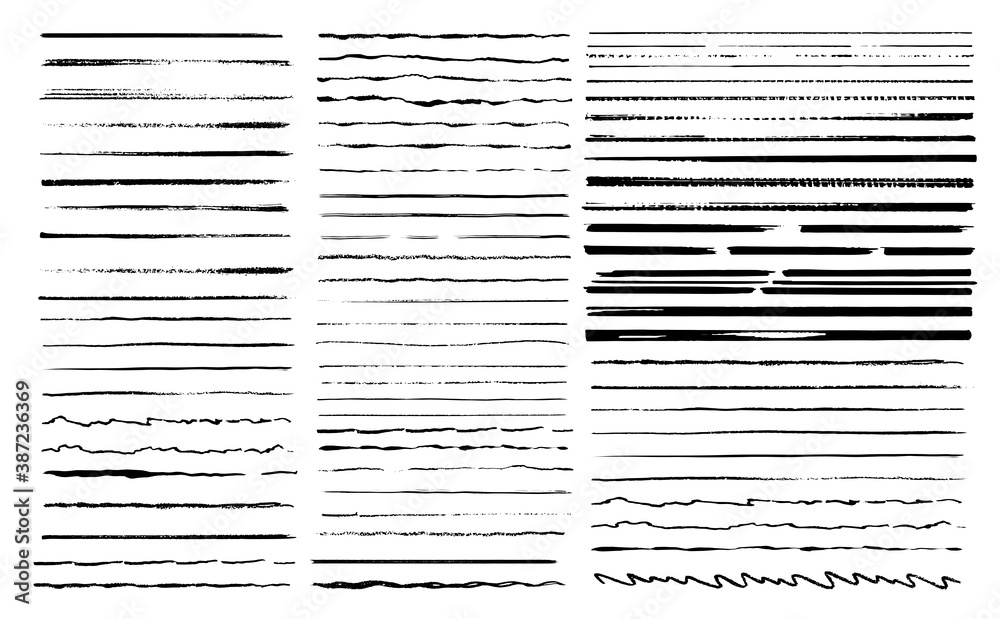 Collection artistic pen strokes. Hand drawn grunge brush strokes. Highlighter, pen, brushstroke, doodle and marker lines. Vector frame and border element.