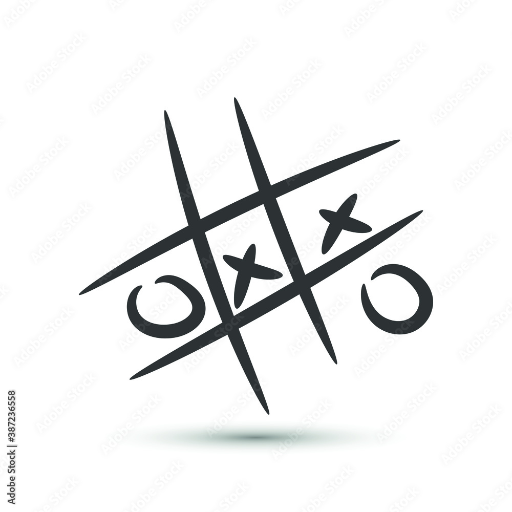 Vector cross zero paper game icon. For design, advertising banner, logo