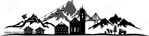 SAALBACH Hinterglemm Austria Summer Silhouette Vector