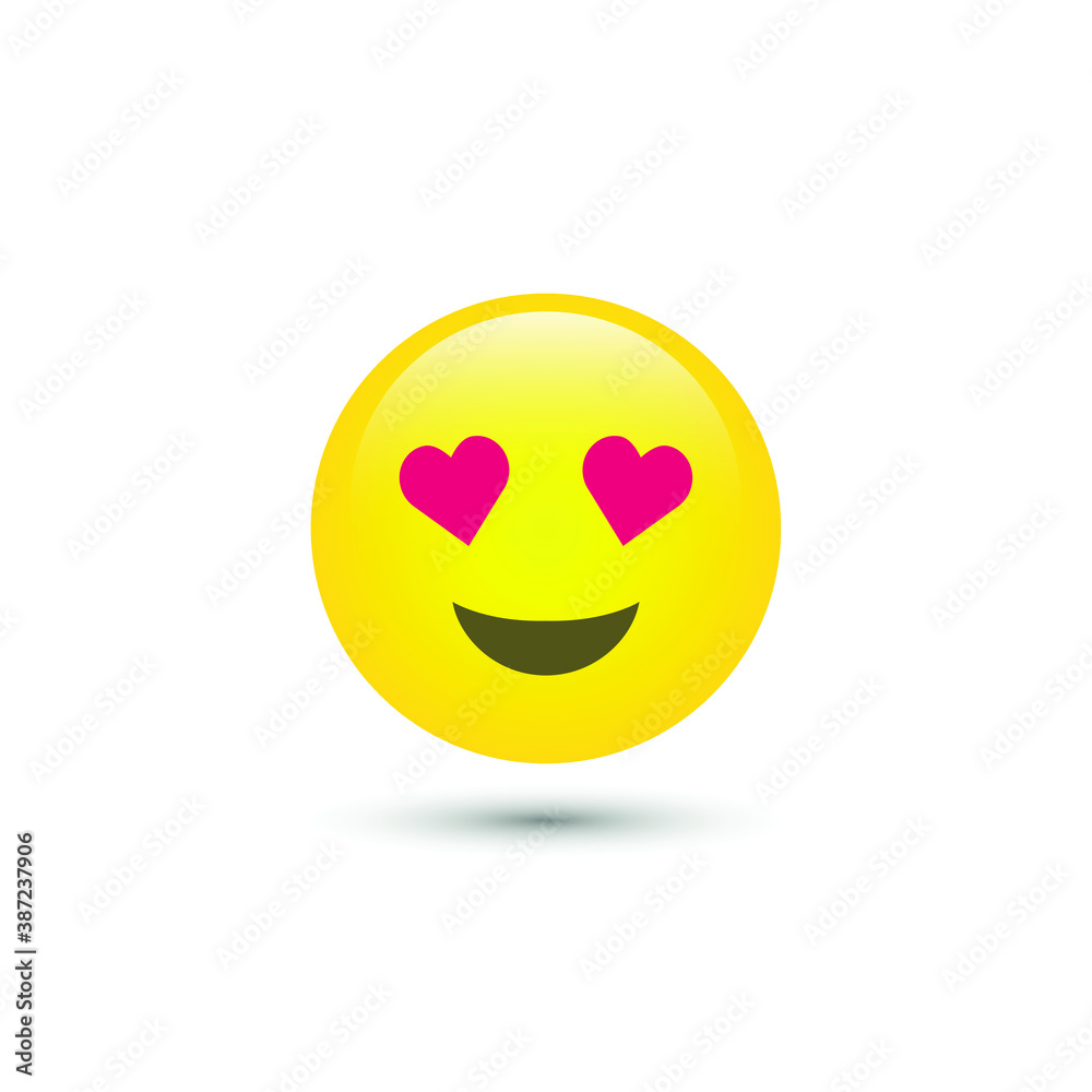 Fototapeta premium Vector love staring emoticon icon in trendy flat style isolated on white background. Falling in love smile for your web site design, logo, app, UI. Vector illustration, 10 EPS