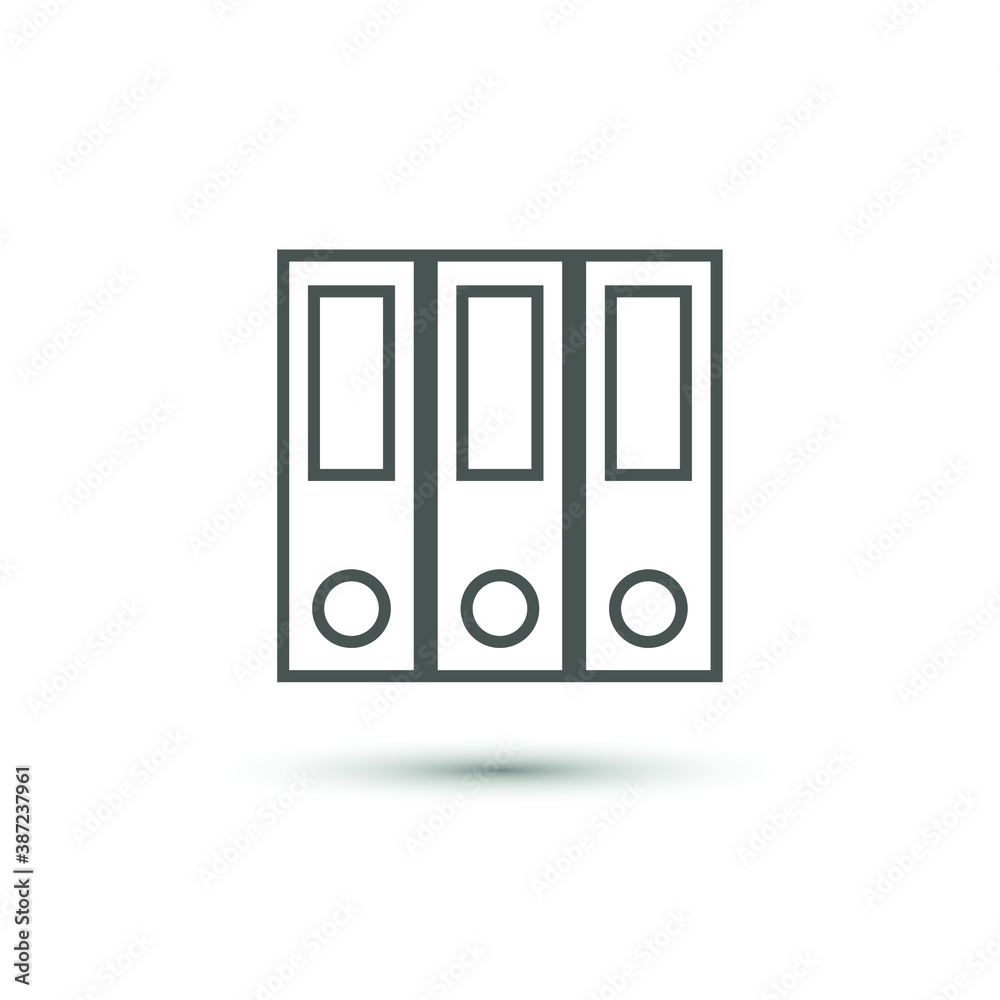 Vector file folders on shelf icon. Documents, office work symbol. For design, web site design, logo, app, UI. Vector file folders on shelf icon. Documents, office work symbol. For design, web site design, logo, app, UI.