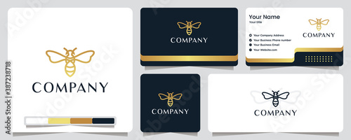 bee , gold color , banner, business card and logo design