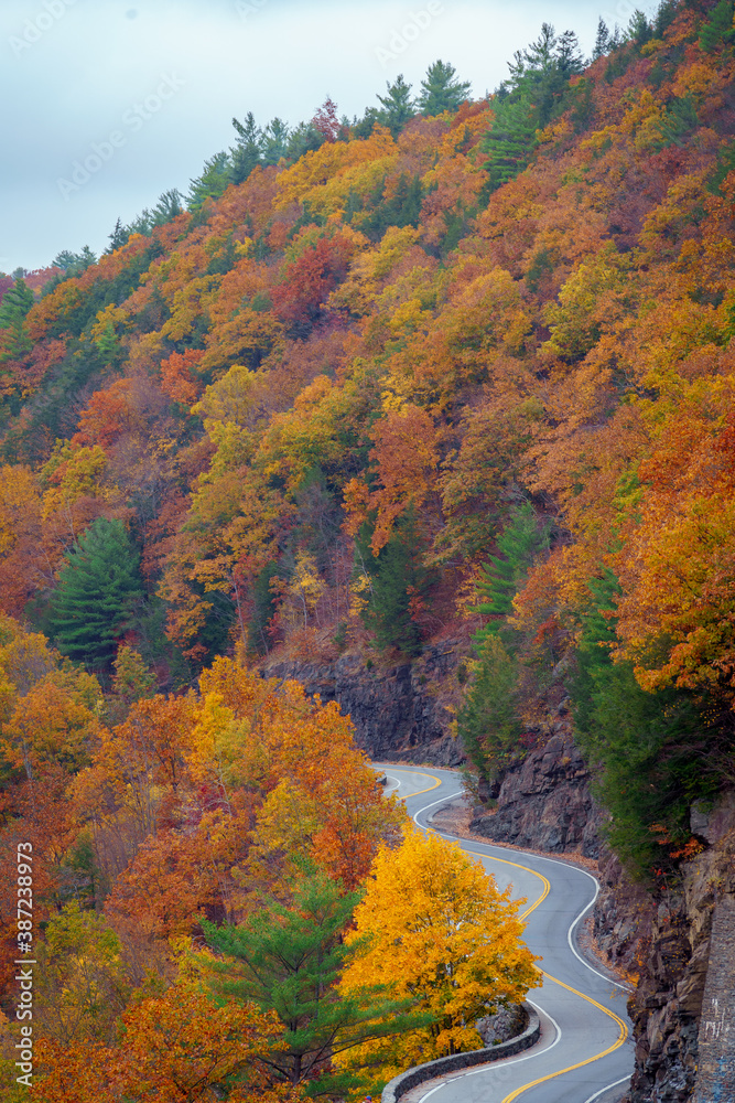 Hawk's Nest winding road in upstate New York, route 97. Fall foliage Hawk's Nest winding road in upstate New York, route 97. Fall foliage