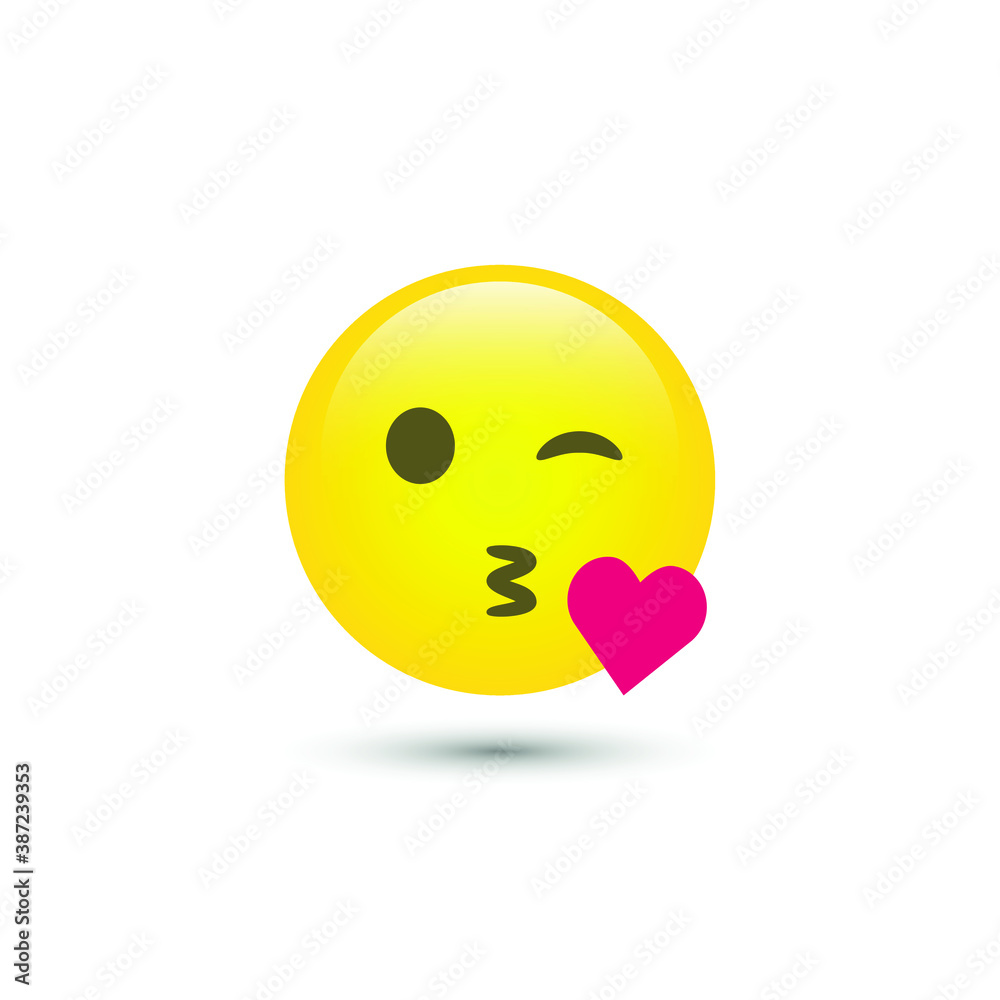 Vector love kiss emoticon icon in trendy flat style isolated on white background. Smile for your web site design, logo, app, UI. Vector illustration, 10 EPS Vector love kiss emoticon icon in trendy flat style isolated on white background. Smile for your web site design, logo, app, UI. Vector illustration, 10 EPS