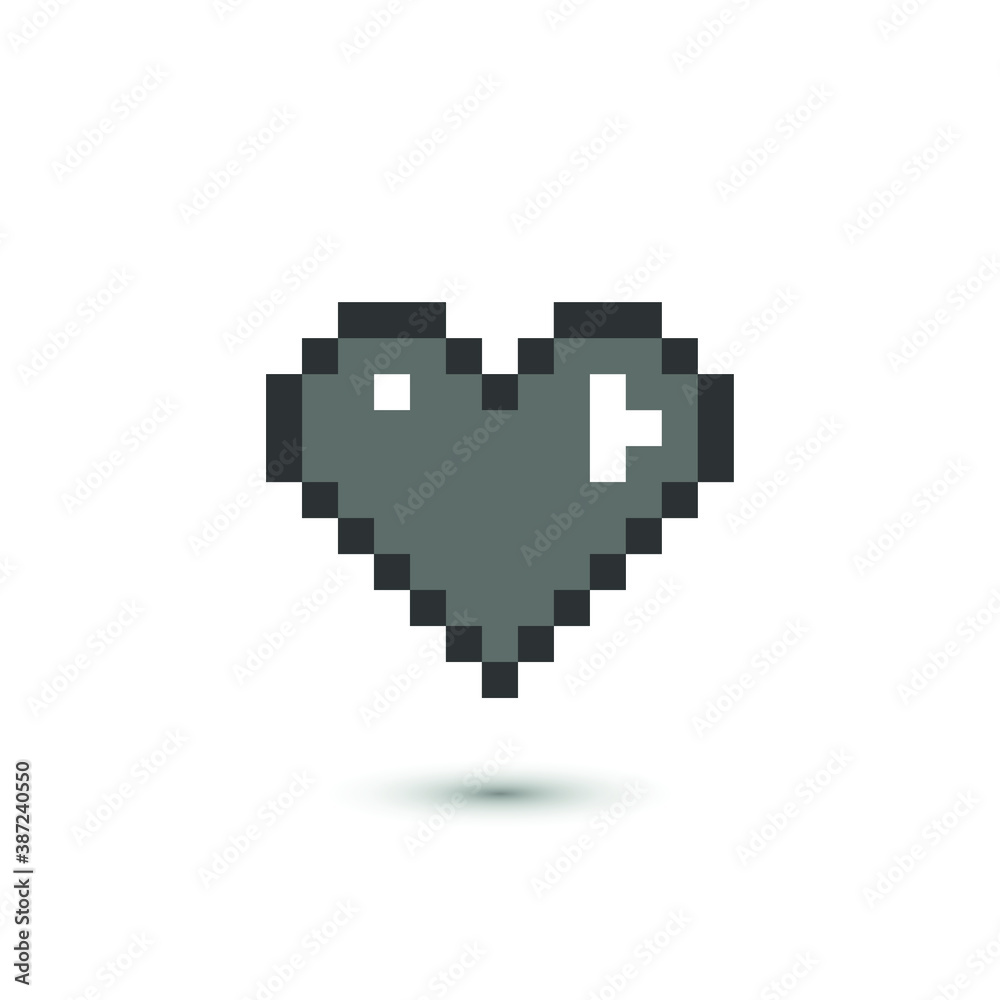 Vector pixel heart icon. Love symbol. For design, web site design, logo ...