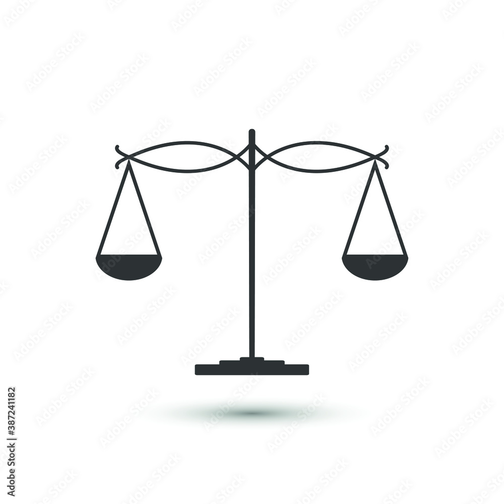 Vector scales of justice icon. Balance symbol. For design, web site design, logo, app, UI. Vector scales of justice icon. Balance symbol. For design, web site design, logo, app, UI.