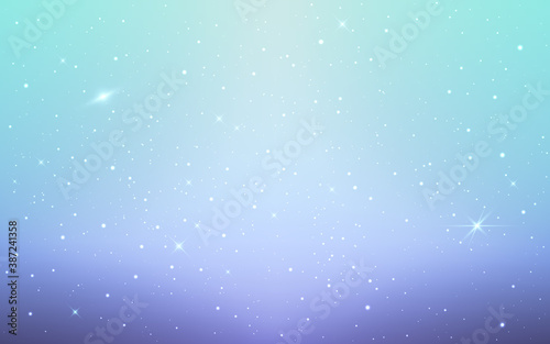 Space background. Soft light cosmos with shining stars. Magic infinite universe and stardust. Beautiful starry galaxy. Glowing milky way. Vector illustration