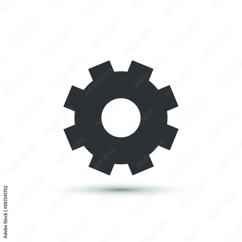 Vector settings icon. Wheel symbol. For design, web site design, logo, app, UI.