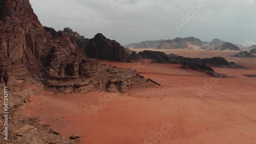 Wallpaper Mural Aerial View | Wadi Rum Desert, Jordan with Rock Formation in Morning Torontodigital.ca