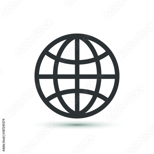 Vector world map icon. Internet  union symbol. For design  web site design  logo  app  UI.