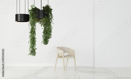 plant lamp with chair in modern interior