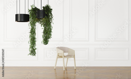 plant lamp with chair in modern interior