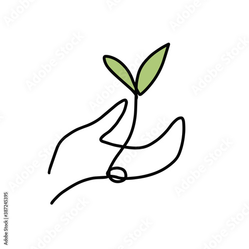 Hand drawn ecology doodle plant and leaves. Eco and organic doodles - icons. Vector illustration about environment problems. Sketch elements set for graphic and web design. photo