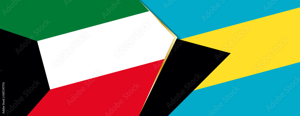 Kuwait and The Bahamas flags, two vector flags. Kuwait and The Bahamas flags, two vector flags.