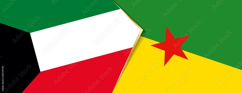 Kuwait and French Guiana flags, two vector flags.