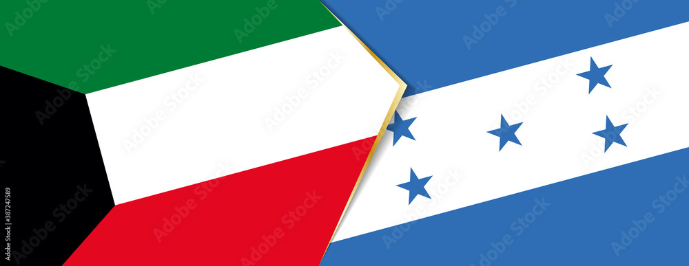 Kuwait and Honduras flags, two vector flags. Kuwait and Honduras flags, two vector flags.