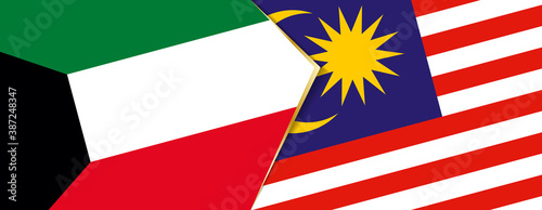 Kuwait and Malaysia flags, two vector flags.