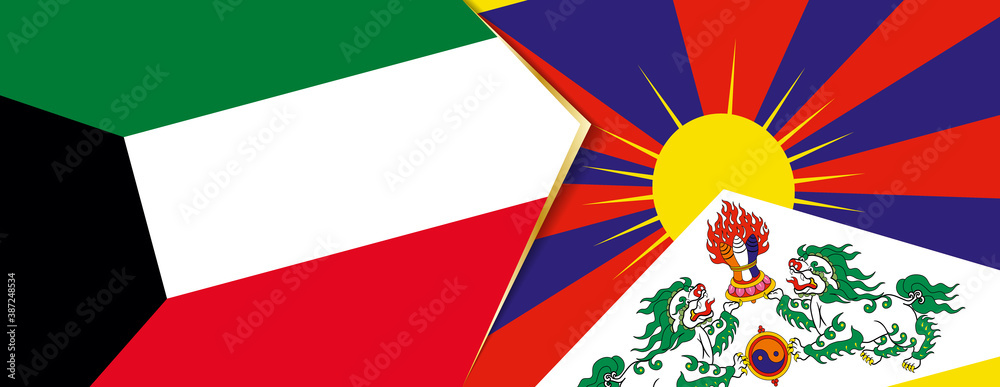 Kuwait and Tibet flags, two vector flags. Kuwait and Tibet flags, two vector flags.