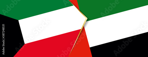 Kuwait and United Arab Emirates flags, two vector flags.