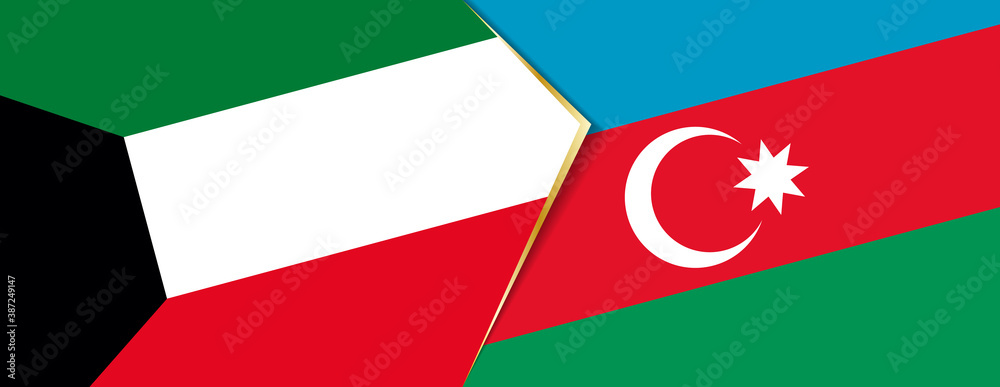 Kuwait and Azerbaijan flags, two vector flags. Kuwait and Azerbaijan flags, two vector flags.