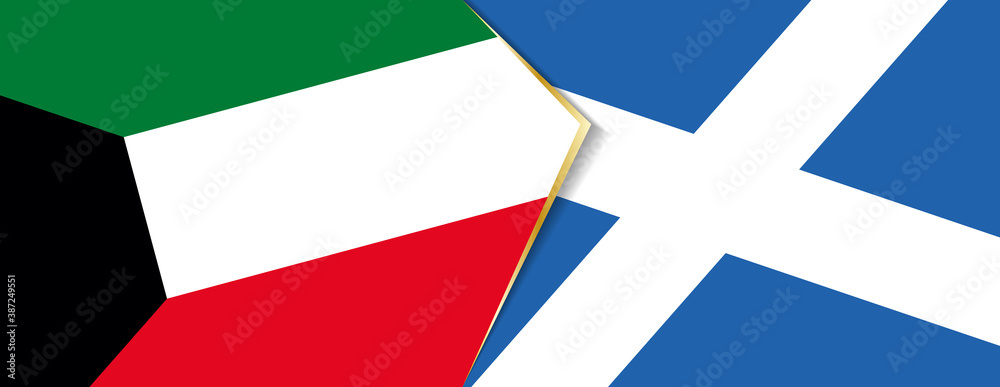 Kuwait and Scotland flags, two vector flags.