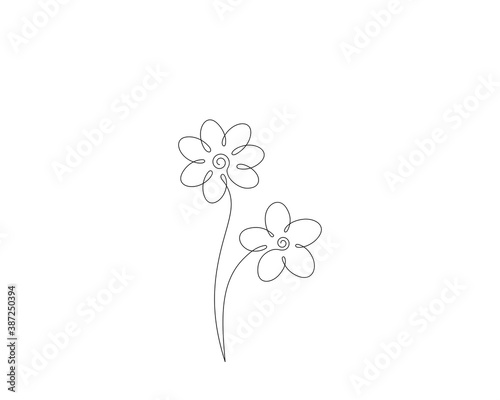 Two flowers doodle  continuous line art vector drawing 