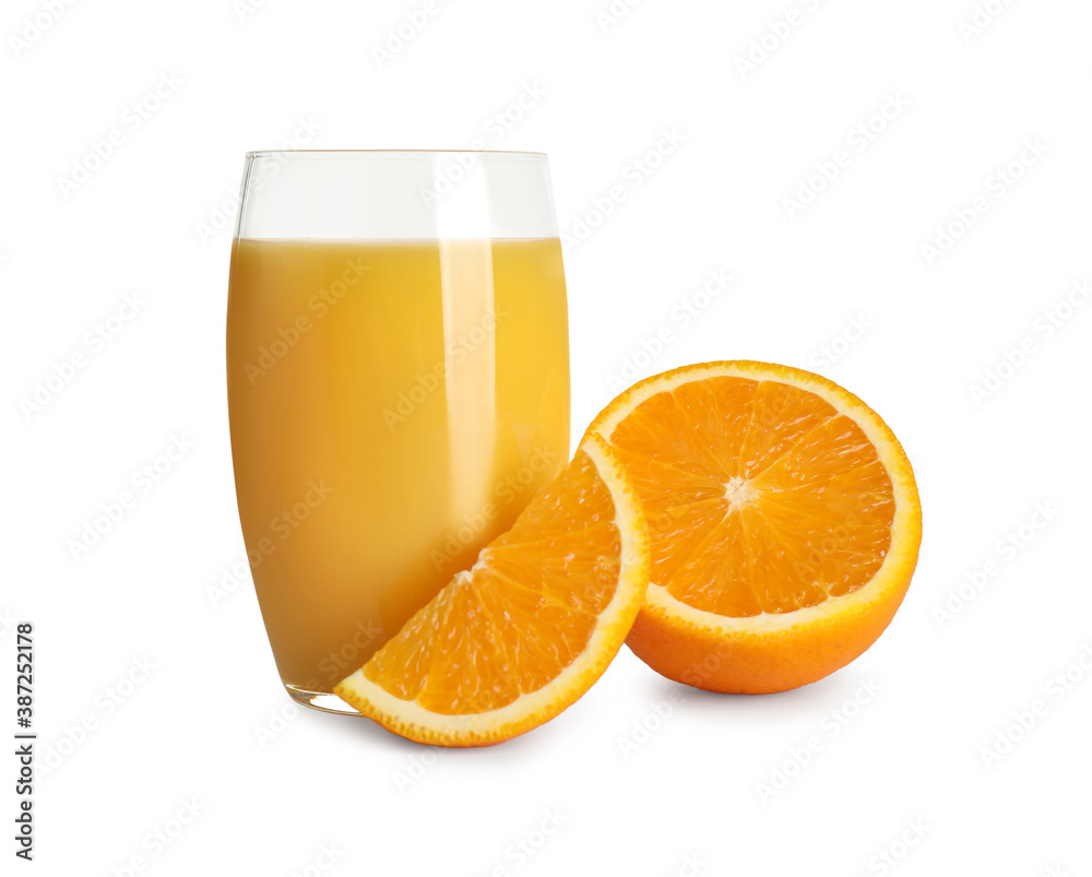 Freshly made orange juice isolated on white Freshly made orange juice isolated on white