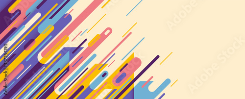 Modish banner design in abstract style with colorful lines. Vector illustration.