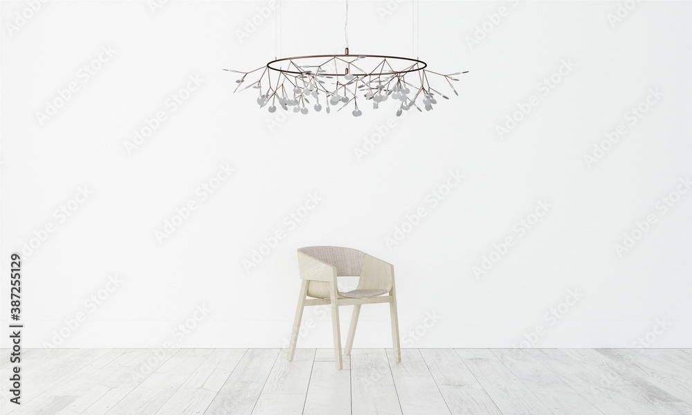 Minimalistic lamp with chair in moder interior