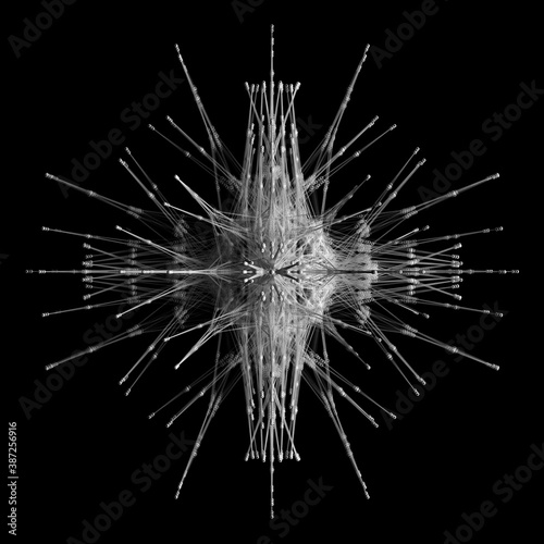 Bild auf Leinwand 3d render of abstract black and white monochrome art with surreal fractal alien