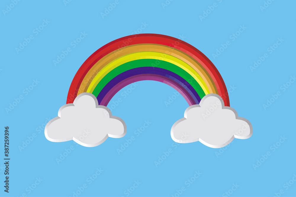 Colorful rainbow illustration with clouds Colorful rainbow illustration with clouds