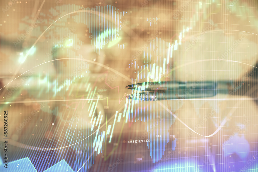 custom made wallpaper toronto digitalDouble exposure of forex chart over coffee cup background in office. Concept of financial analysis and success.
