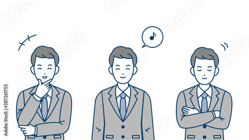 ビジネスマン　会社員　スーツ姿の男性　笑顔　笑う　表情　