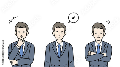 ビジネスマン　会社員　スーツ姿の男性　笑顔　笑う　表情　