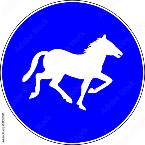 Horse riding road sign