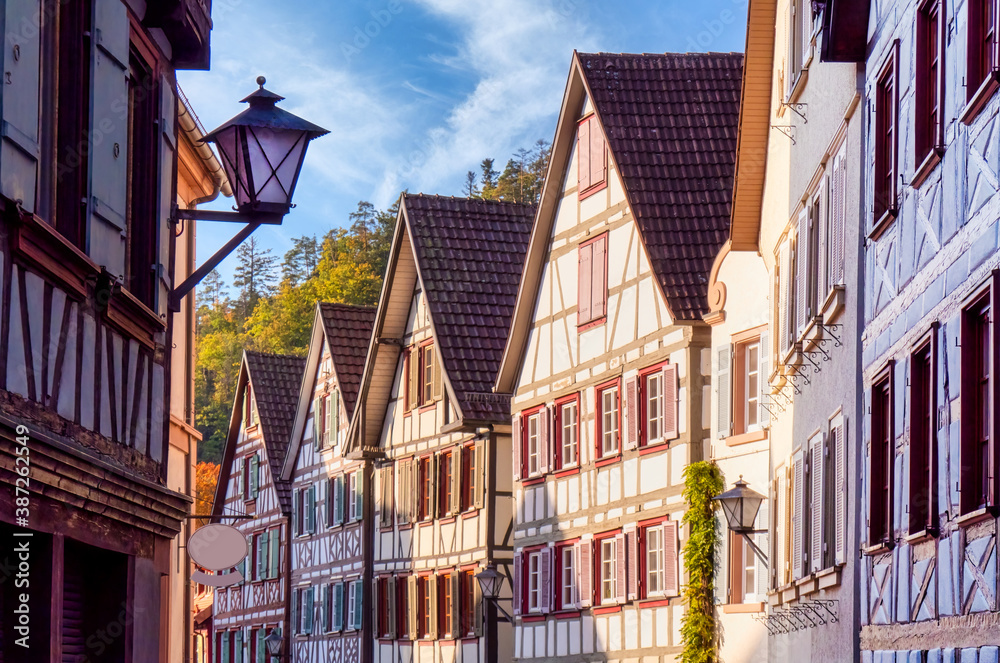 Old village centre of Schiltach in the Black Forest with picturesque half-timbered houses
