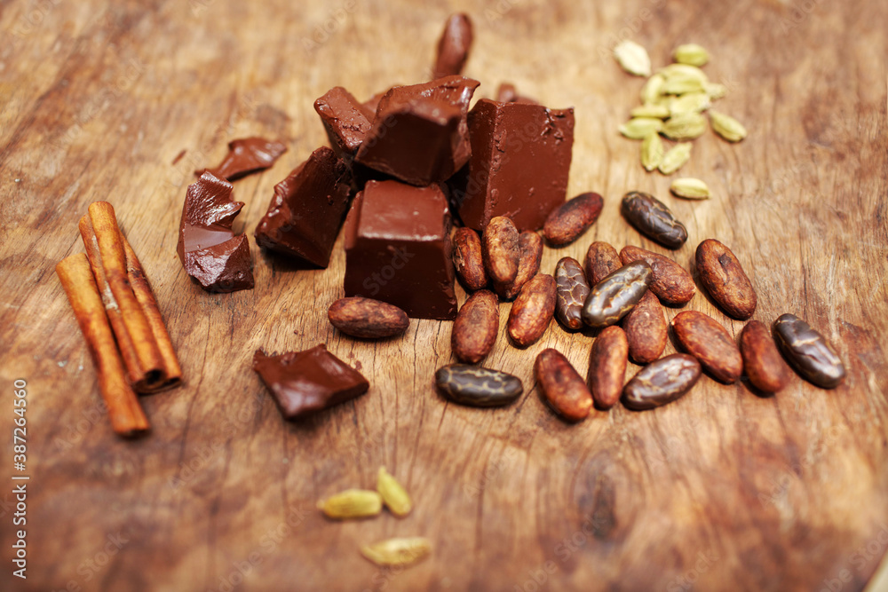 Chocolate with roasted cacao beans