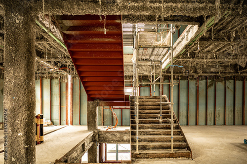 Bilde på lerret Steel structure skeleton with fireproof coating with Mineral wool