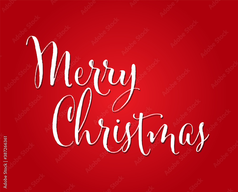 Marry Christmas Script Text on a Red Background