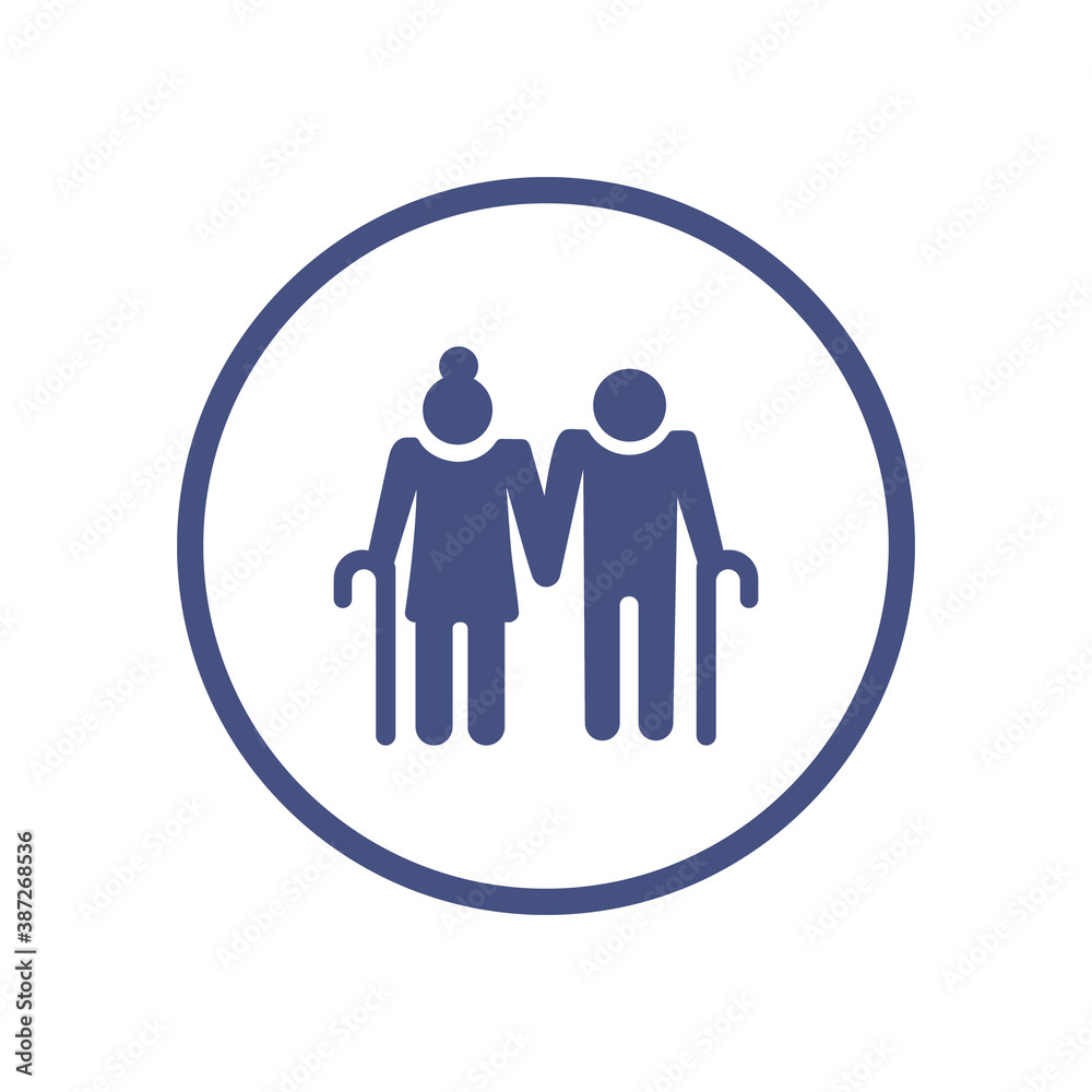 Old couple symbol in the circle button Old couple symbol in the circle button