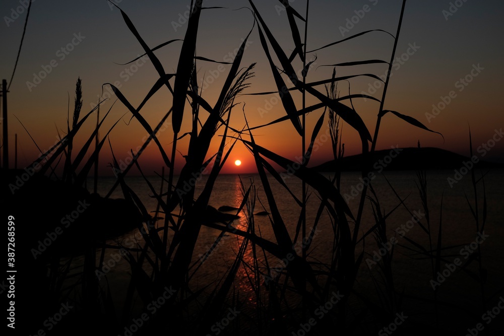 sunset over the lake