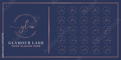 Feminine lash letter logo template