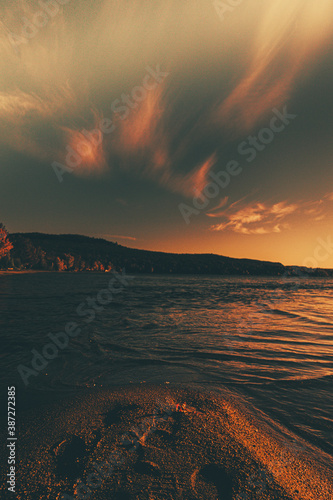 sunset over the beach