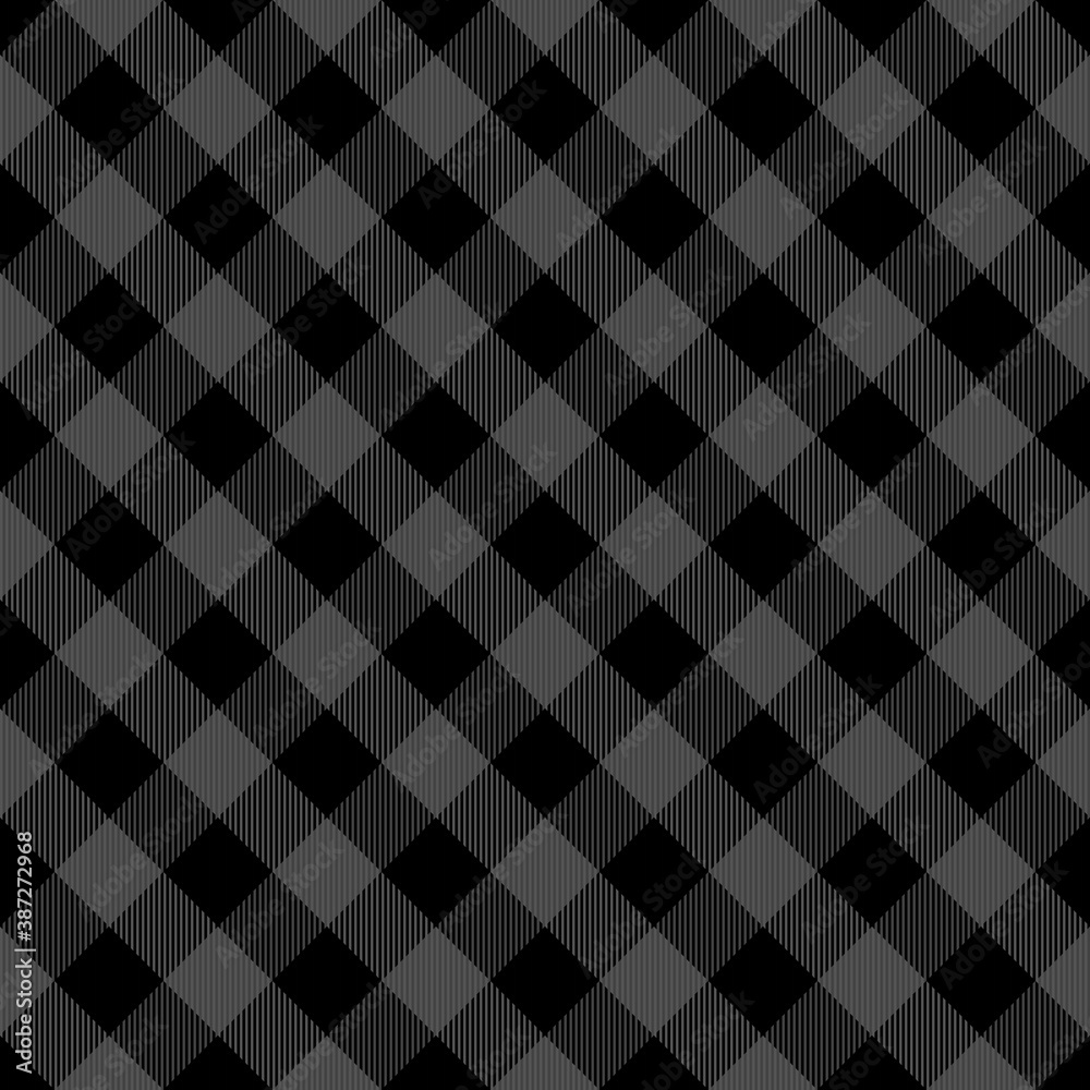 Diagonal tartan Halloween plaid. Scottish pattern in gray and black cage. Scottish cage. Traditional Scottish checkered background. Seamless fabric texture. Vector illustration Diagonal tartan Halloween plaid. Scottish pattern in gray and black cage. Scottish cage. Traditional Scottish checkered background. Seamless fabric texture. Vector illustration