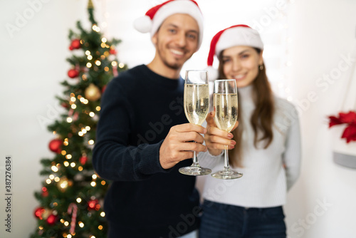 Celebrating Christmas with champagne