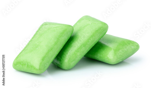 Canvastavla green chewing gum isolated on white background