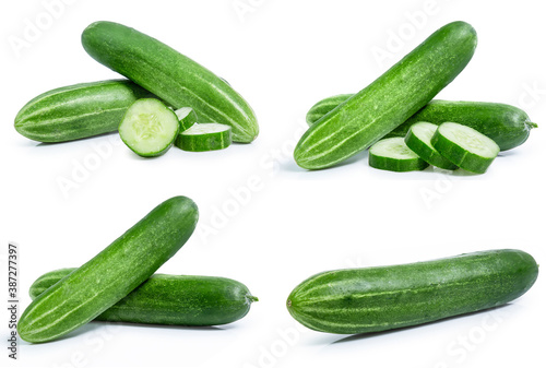 collection mix set cucumber isolated on white background