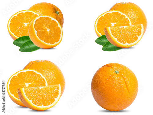 collection mix set orang fruit isolated on white background