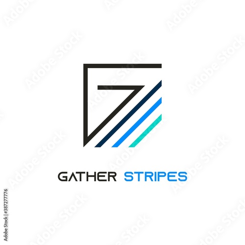 Monogram Initial Logo letter G With Three Stripes concept. Vector Simple Black, Blue, and Green Color Template Logo