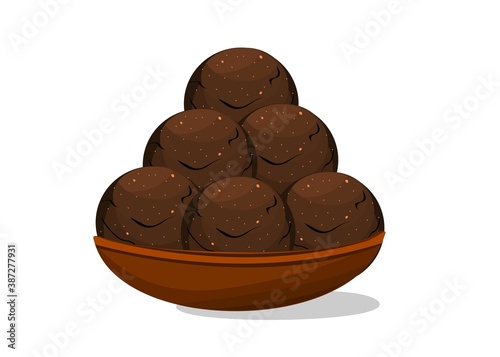 Ragi Laddu,Nachni Laddu Indian Sweets or Mithai Food Vector